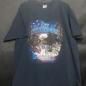 Gildan Patriotic Eagle Graphic T-Shirt Let Freedom Ring XL